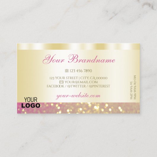 Luxuriöse goldrosa Lila-glänzende Glitzer-Logo-hin Visitenkarte (Rückseite)