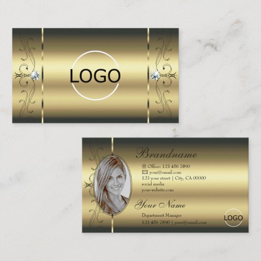 Luxuriöse Goldschmuck mit Logo und Foto Visitenkarte (Vorne/Hinten)