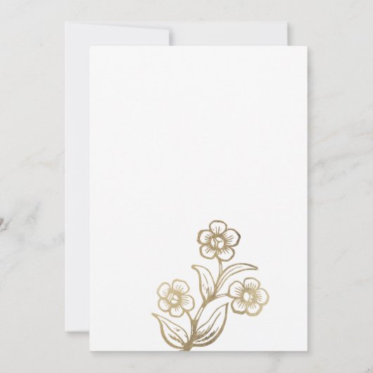 Luxuriöse Goldtypografie Blumenhochzeit Einladung (Rückseite)