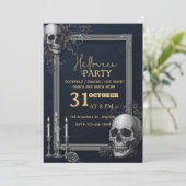 Luxuriöse gotische Halloween-Party Einladung | Sil (Stehend Vorderseite)