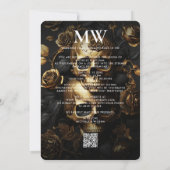 Luxuriöse gotische Hochzeitsholzsilber-Rose Einladung (Rückseite)