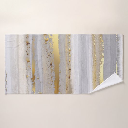 Luxuriöse graue Aquarellfarbe und goldene Textur Badehandtuch (Badehandtuch)