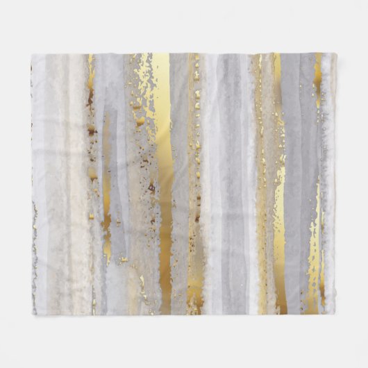 Luxuriöse graue Aquarellfarbe und goldene Textur Fleecedecke (Vorderseite (Horizontal))