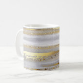 Luxuriöse graue Aquarellfarbe und goldene Textur Kaffeetasse (Vorderseite Links)