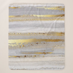 Luxuriöse graue Aquarellfarbe und goldene Textur Sherpadecke