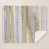 Luxuriöse graue Aquarellfarbe und goldene Textur Sherpadecke (Vorderseite (Horizontal))