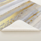 Luxuriöse graue Aquarellfarbe und goldene Textur Sherpadecke (3/4)