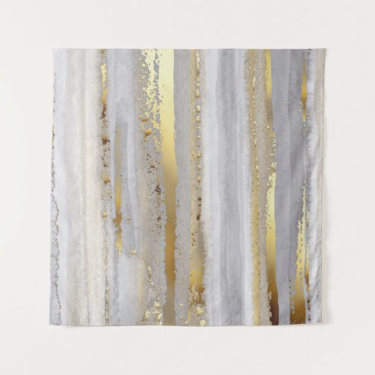 Luxuriöse graue Aquarellfarbe und goldene Textur Wandteppich (Vorderseite (Horizontal))