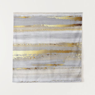 Luxuriöse graue Aquarellfarbe und goldene Textur Wandteppich
