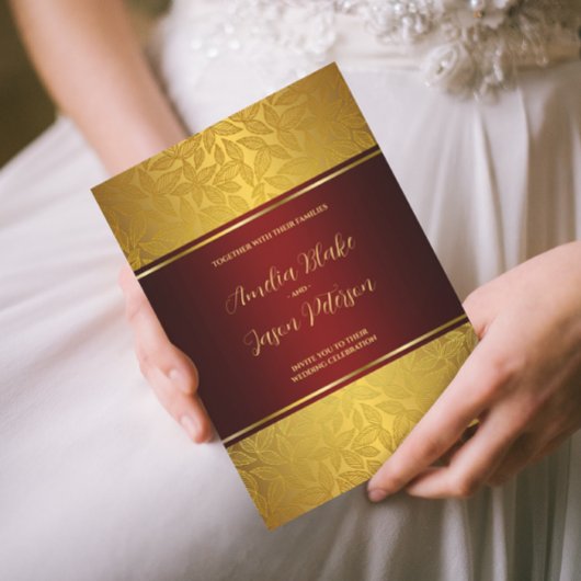 Luxuriöse, gravierte Goldfolienmuster Einladung