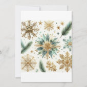 Luxuriöse Green Gold Snowflake Elegante Ferienkart (Rückseite)