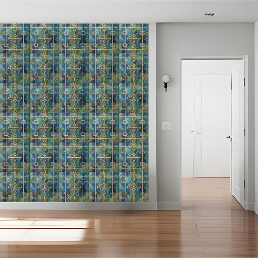 Luxuriöse griechische Schlüsselband in Aquamarin u Fliese