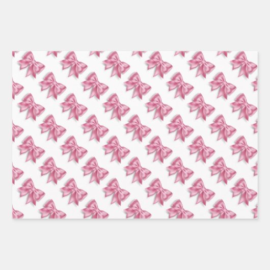 Luxuriöse große rosa Bogen breite Streifen Mädchen Geschenkpapier Set (Vorderseite 3)