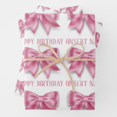 Luxuriöse große rosa Bogen breite Streifen Mädchen Geschenkpapier Set (Beispiel)