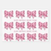 Luxuriöse große rosa Bogen breite Streifen Mädchen Geschenkpapier Set (Vorderseite)