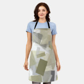 Luxuriöse Grüne Farbe Weiß Wasserfarbe Abstrakte K Schürze (Getragen)