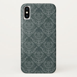 Luxuriöse grüne floral Damast Tapete iPhone X Hülle