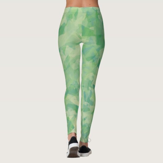 Luxuriöse grüne gelbe Wasserfarbe Abstrakte Kunst Leggings (Rückseite)