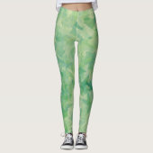 Luxuriöse grüne gelbe Wasserfarbe Abstrakte Kunst Leggings (Vorderseite)