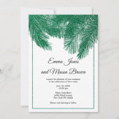 Luxuriöse grüne Glitzer Palme tropische Hochzeit Einladung (Vorderseite)