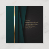 Luxuriöse grüne goldene Notargläser Quadratische Visitenkarte (Rückseite)