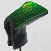 Luxuriöse grüne Imitate Krokodile Mit Monogramm Pu Golf Headcover (3/4 Vorderseite)