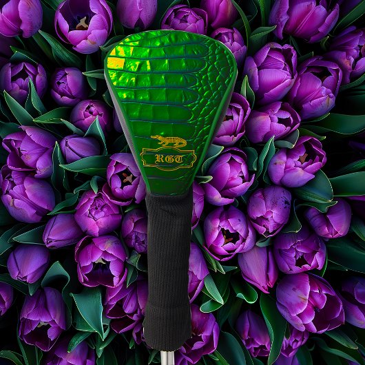 Luxuriöse grüne Imitats Krocodile Mit Monogramm Golf Headcover