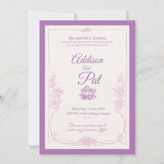 Luxuriöse helllila Hochzeitseinladung Einladung