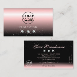 Luxuriöse hellrosa schwarze Karo mit Logo Visitenkarte