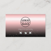 Luxuriöse hellrosa schwarze Karo mit Logo Visitenkarte (Vorderseite)
