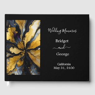 Luxuriöse Hochzeit aus schwarzem Gold Gästebuch