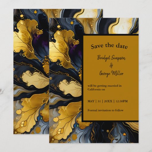 Luxuriöse Hochzeit in schwarzem Gold die Dattelkar (Vorne/Hinten)