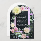 Luxuriöse Hochzeitseinladung mit elegantem Blumenm Einladung (Vorne/Hinten)