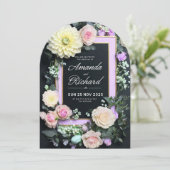 Luxuriöse Hochzeitseinladung mit elegantem Blumenm Einladung (Stehend Vorderseite)