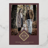 Luxuriöse Hochzeitsinitialen Zierspitzeneffekt Folieneinladung (Rückseite)