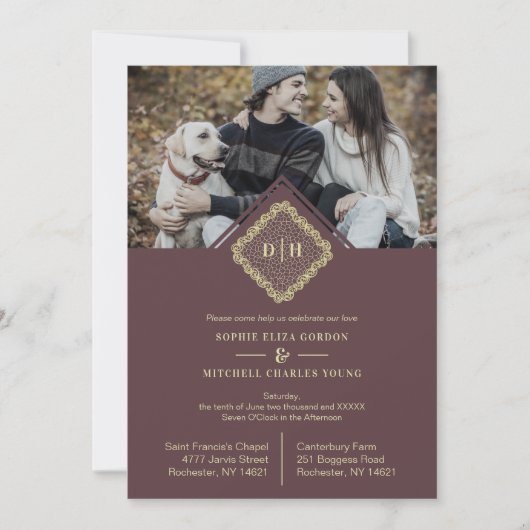 Luxuriöse Hochzeitsinitialen Zierspitzeneffekt Save The Date (Vorderseite)