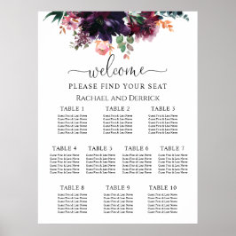 Luxuriöse Hochzeitskarte für tiefe Blüten Poster