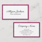 Luxuriöse Hot Pink Glitzer Script Business Card Visitenkarte (Vorne/Hinten)