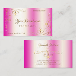 Luxuriöse Hot Pink Gold Verziert Corner Ornamental Visitenkarte