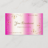 Luxuriöse Hot Pink Gold Verziert Corner Ornamental Visitenkarte (Vorderseite)