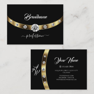 Luxuriöse Imitate aus Gold und Black Monogram Visitenkarte
