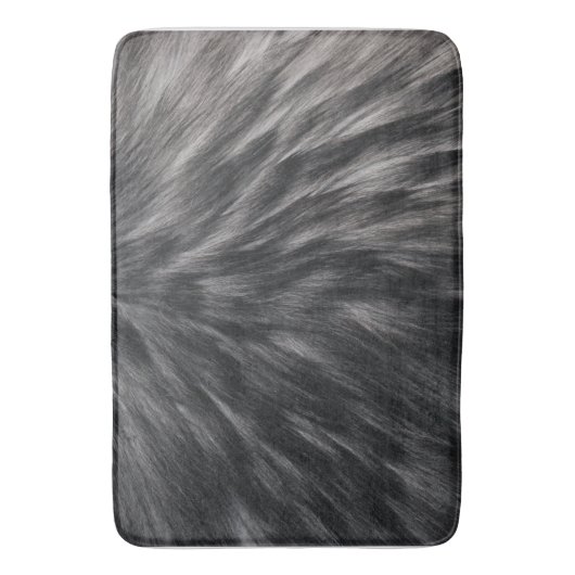 Luxuriöse Imitate Fur Print Black Gray Mink Tierha Badematte (Vorderseite Vertikal)