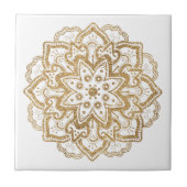 Luxuriöse Imitate Gold Glitzer Boho Mandala White Fliese (Vorderseite)