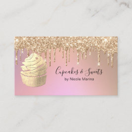 Luxuriöse Imitate Rose Gold Glitzer Tropfen Cupcak Visitenkarte