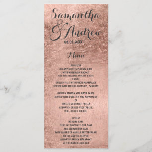 Luxuriöse Imitate Rose Goldblatt Hochzeitsmenü 2 Menükarte