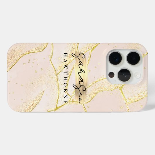 Luxuriöse Imitats Gold Foil Monogram Pinselstriche Case-Mate iPhone Hülle (Rückseite (Horizontal))