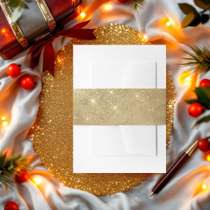 Luxuriöse Imitats Gold Glitzer-Effekt Wrap Einladu Einladungsbanderole
