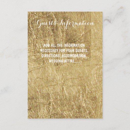 Luxuriöse Imitats Goldblatt Hochzeitstag Gästebuch Begleitkarte (Vorderseite)