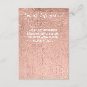 Luxuriöse Imitats Rose Goldblatt Hochzeitsgäste In Begleitkarte