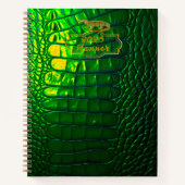 Luxuriöse, irrideszierende grüne Imitate Krokodil Notizblock (Vorderseite)
